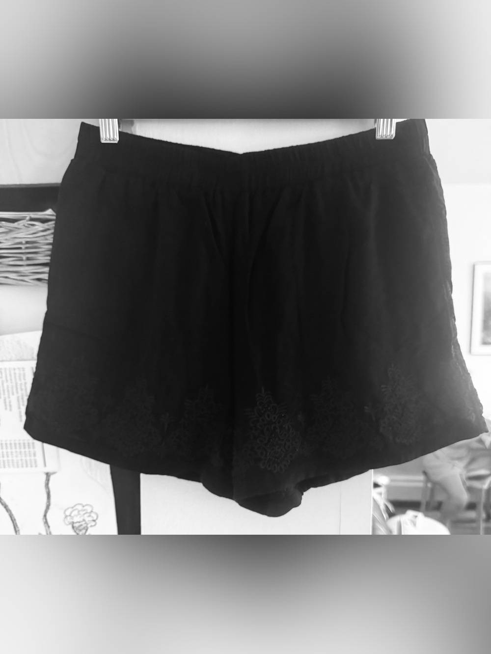 Forever 21 Black High-Waist Embroidered Shorts